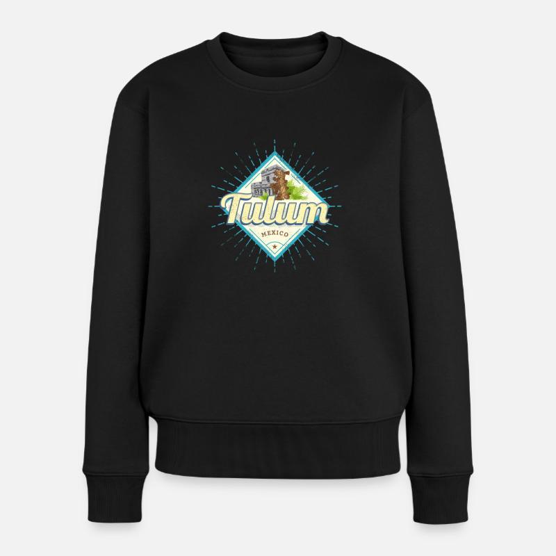 Tulum Mexiko Maya Castillo Yucatan Souvenir - Frauen Premium Bio Pullover - Schwarz