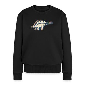 Stegosaurus Dinosaurier Retro Line Art - Frauen Premium Bio Pullover - Schwarz - Vorne - Julia (174cm)