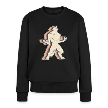 Werwolf Wolf Retro Line Art - Frauen Premium Bio Pullover - Schwarz - Vorne - Julia (174cm)