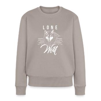 Einsamer Wolf Tier Raubtier Geschenk Husky - Frauen Premium Bio Pullover - Taupe - Vorne - Julia (174cm)