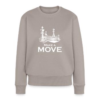 Schach Figuren Geschenk bunt Spiel Strategie - Frauen Premium Bio Pullover - Taupe - Vorne - Julia (174cm)