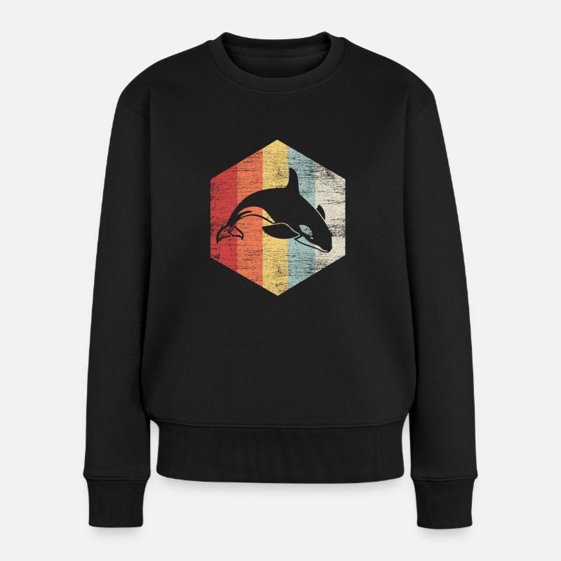 Schwertwal Orca Delphin Wal Geschenk Tier - Frauen Premium Bio Pullover - Schwarz