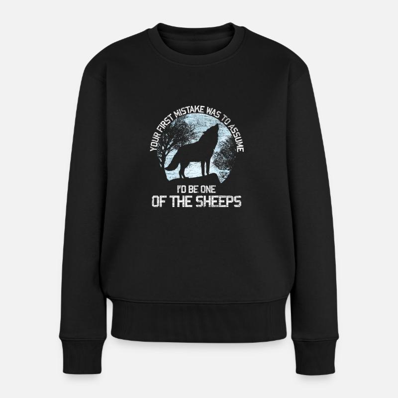 Loup silhouette brouillard bois cadeau pleurer - Pull Premium bio Femme - noir