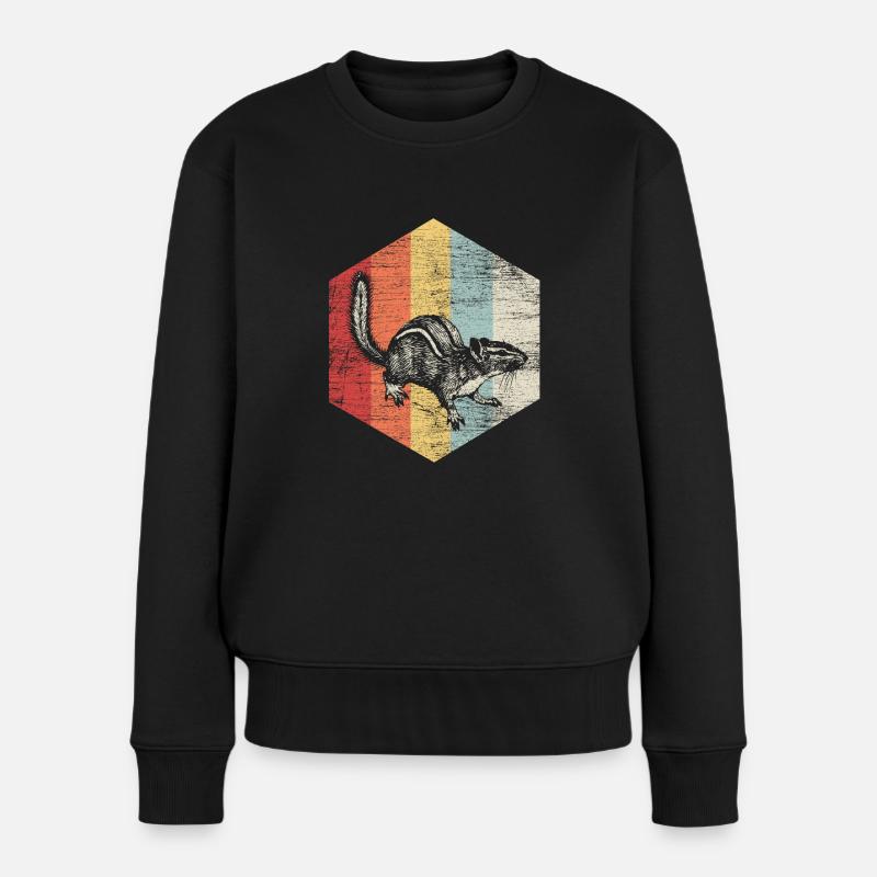 Eichhörnchen Nüsse Wald Baum Tier Geschenk vintage - Frauen Premium Bio Pullover - Schwarz