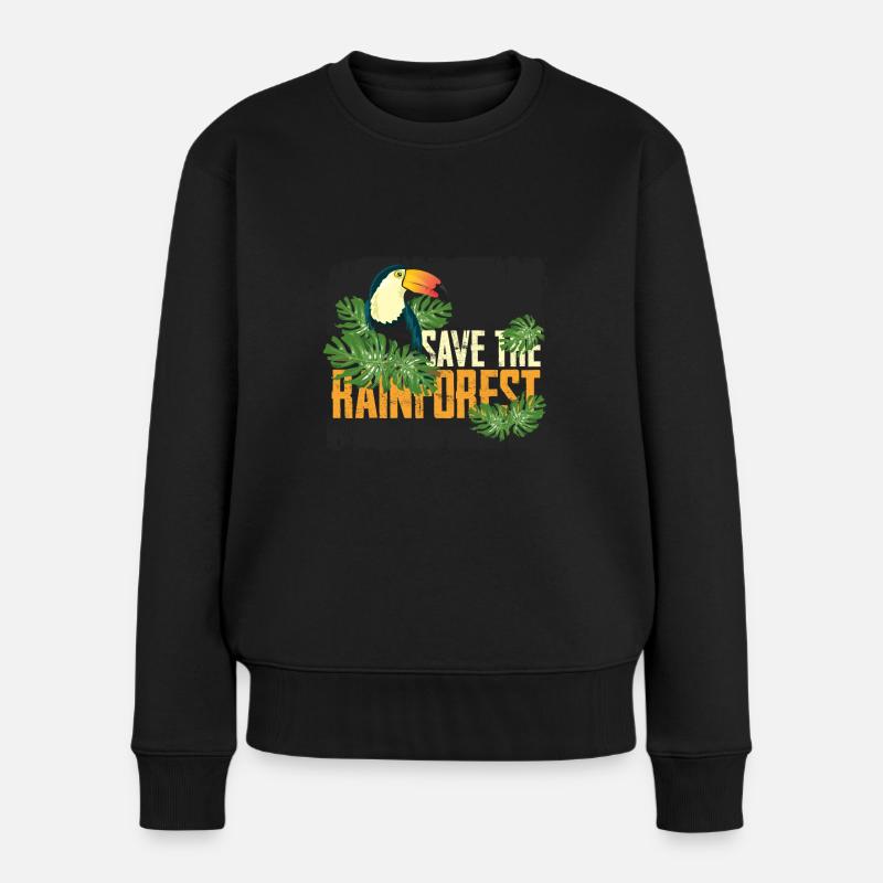 Rettet den Regenwald - Frauen Premium Bio Pullover - Schwarz