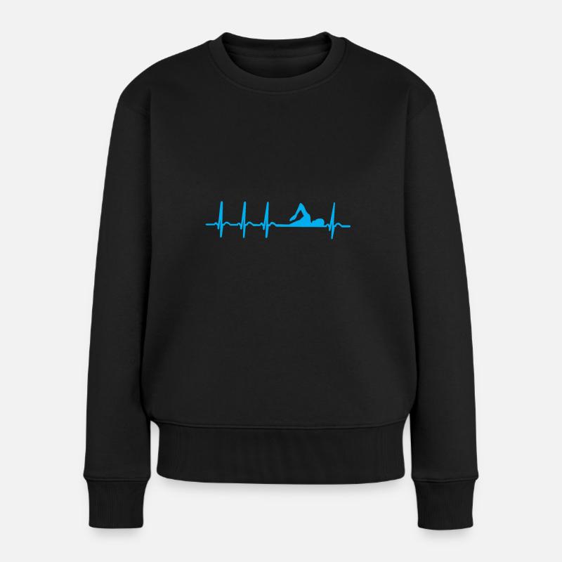 Schwimmen - Frauen Premium Bio Pullover - Schwarz