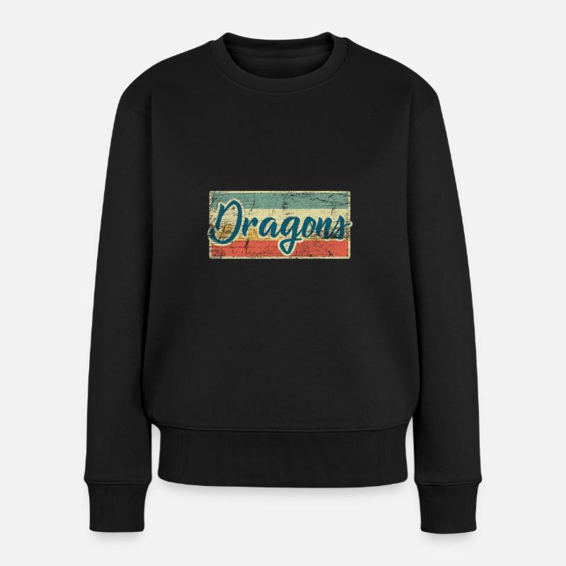 Drachen - Frauen Premium Bio Pullover - Schwarz