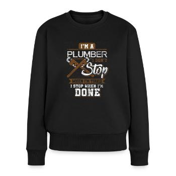Plombier de plombier - Pull Premium bio Femme - noir - Devant - Julia (174cm)