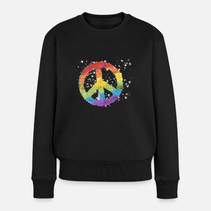 Peacezeichen Frieden Globalisierung Geschenk - Frauen Premium Bio Pullover - Schwarz
