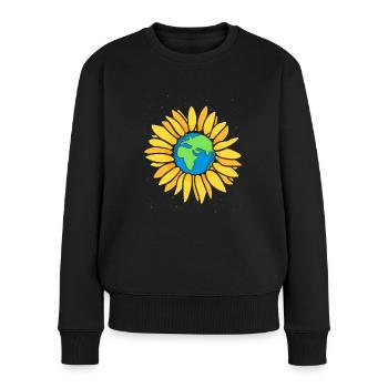 Sonnenblume Erde Planet Earth Day Geschenk - Frauen Premium Bio Pullover - Schwarz - Vorne - Julia (174cm)