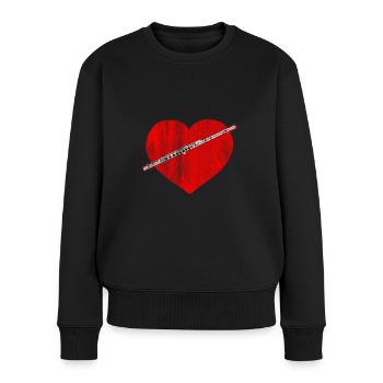 Musik Flöte Leidenschaft - Frauen Premium Bio Pullover - Schwarz - Vorne - Julia (174cm)