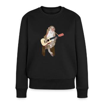 Guitare guitare acoustique Singe motif enfant cadeau - Pull Premium bio Femme - noir - Devant - Julia (174cm)