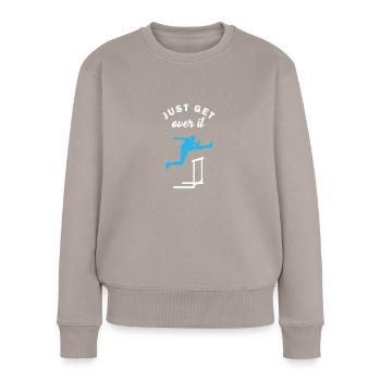 Leichtathletik-Hürdenläufer-Laufen - Frauen Premium Bio Pullover - Taupe - Vorne - Julia (174cm)