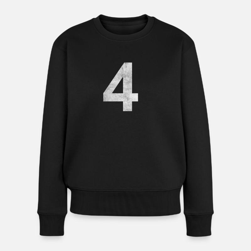 Die Zahl 4 - Frauen Premium Bio Pullover - Schwarz