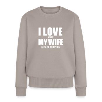 Aimer ma femme quand elle me laisse aller voler fouette - Pull Premium bio Femme - taupe - Devant - Julia (174cm)