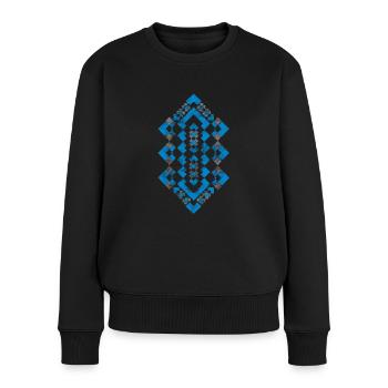 Navajo-geometrische Stammes- Muster-Erde tonte Stammes- - Frauen Premium Bio Pullover - Schwarz - Vorne - Julia (174cm)