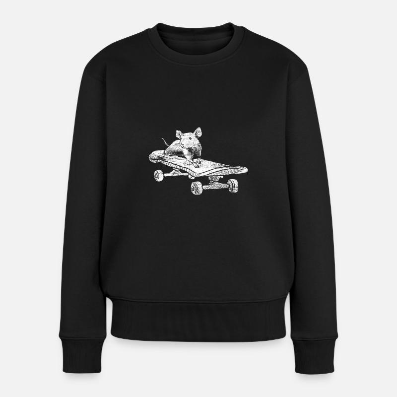 Maus Skater - Frauen Premium Bio Pullover - Schwarz