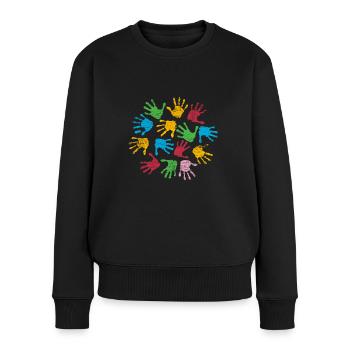 Les couleurs de jardin d’enfants - Pull Premium bio Femme - noir - Devant - Julia (174cm)