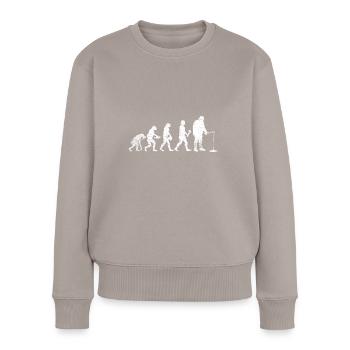 Evolution de la pêche sur glace - Pull Premium bio Femme - taupe - Devant - Julia (174cm)
