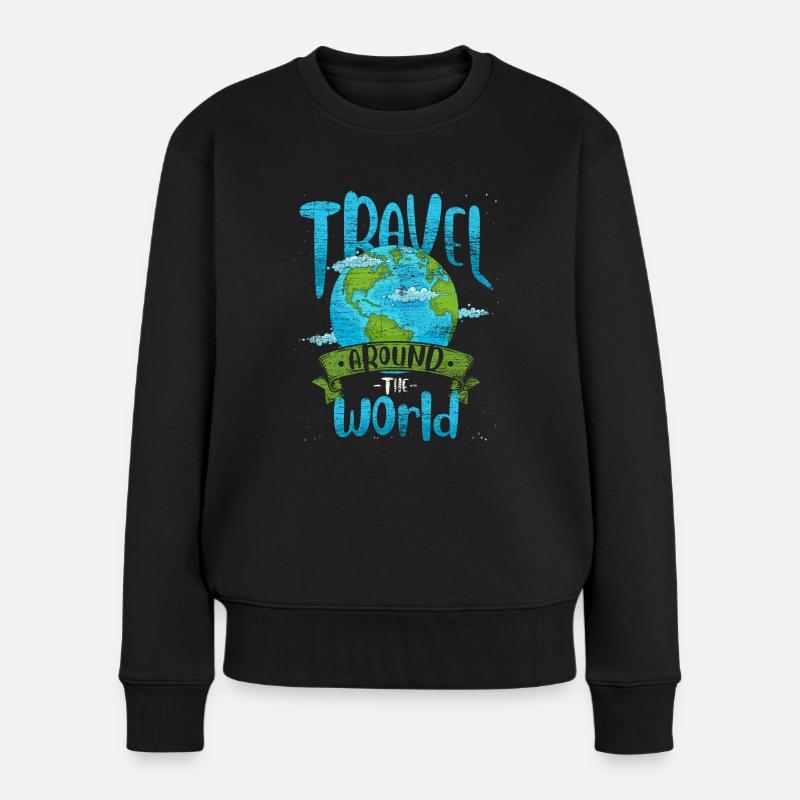 Globe de voyage - Pull Premium bio Femme - noir