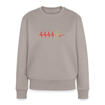 Firefighter Heartbeat Firefighting Fireman - Women's Premium Organic Jumper - taupe - Front - Julia (174cm)