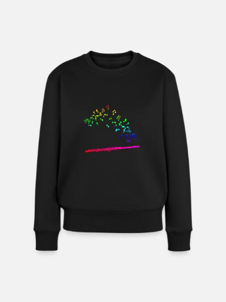 Flöte Melodie - Frauen Premium Bio Pullover - Schwarz