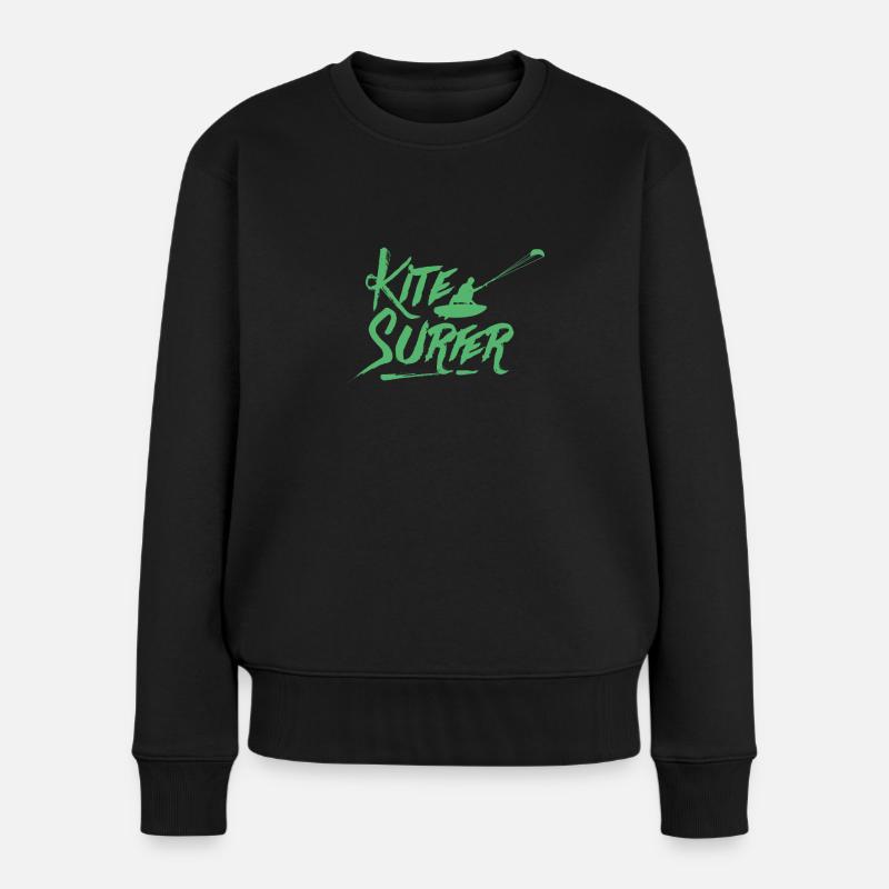 Kitesurfer Kitesurfer Kitesurfer Kitesurfer - Frauen Premium Bio Pullover - Schwarz