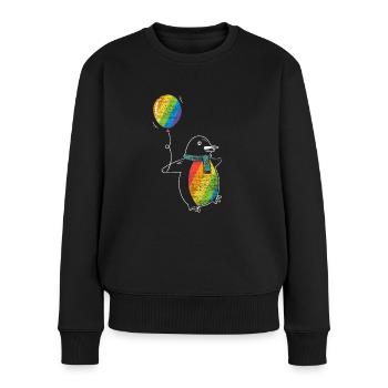 Pinguin LGBT - Frauen Premium Bio Pullover - Schwarz - Vorne - Julia (174cm)