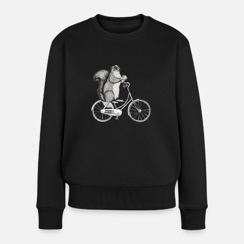 Eichhörnchen Fahrrad - Frauen Premium Bio Pullover - Schwarz