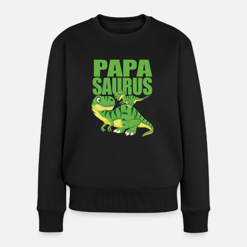 Papa Dinosaurier - Papasaurus - Frauen Premium Bio Pullover - Schwarz