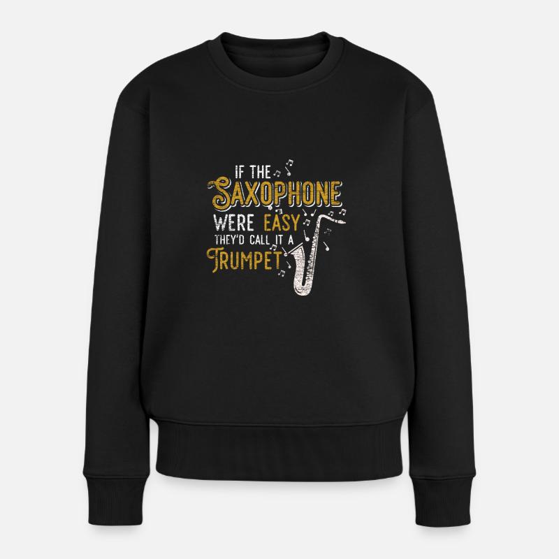 Trompete Saxophon - Frauen Premium Bio Pullover - Schwarz