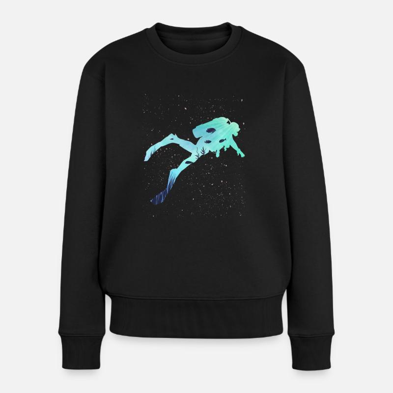 Tauchen Meeresbewohner - Frauen Premium Bio Pullover - Schwarz