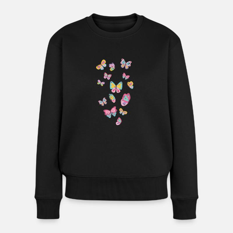 Schmetterling - Frauen Premium Bio Pullover - Schwarz