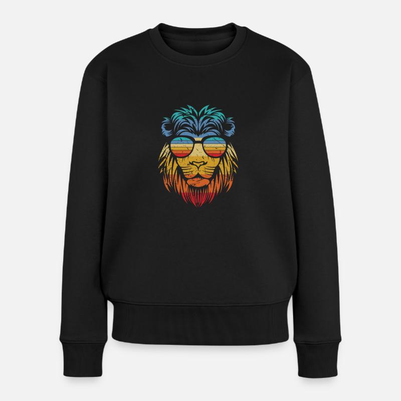 Löwe - Frauen Premium Bio Pullover - Schwarz