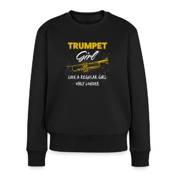 Trompete Mädchen - Frauen Premium Bio Pullover - Schwarz - Vorne - Julia (174cm)