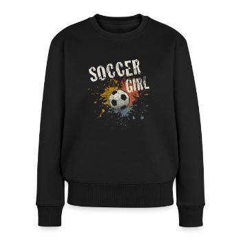 Fußball Mädchen - Frauen Premium Bio Pullover - Schwarz - Vorne - Julia (174cm)