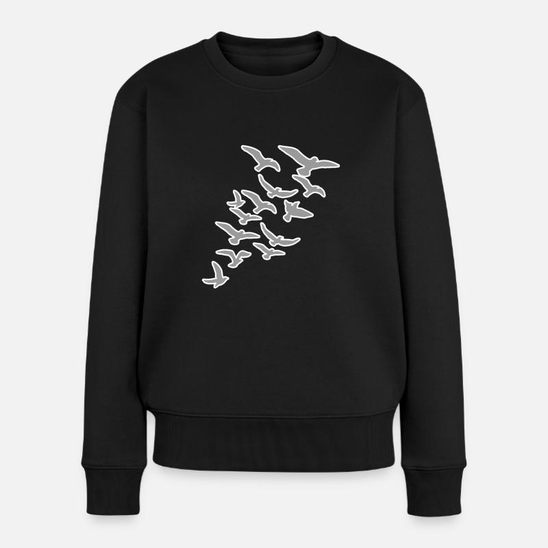 Vögel Zugvögel - Frauen Premium Bio Pullover - Schwarz