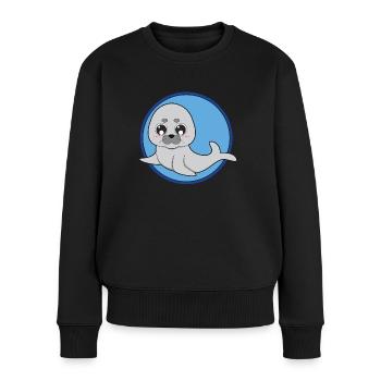 Otarie phoque mignonne - Pull Premium bio Femme - noir - Devant - Julia (174cm)
