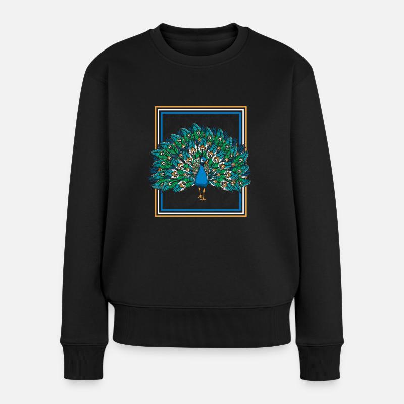 Pfau - Frauen Premium Bio Pullover - Schwarz