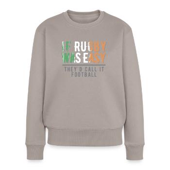 Funny Rugby print | Irish | Football - Women's Premium Organic Jumper - taupe - Front - Julia (174cm)
