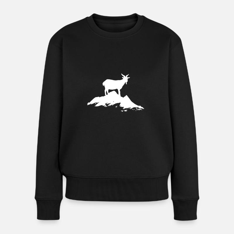 Ziege Bergziege - Frauen Premium Bio Pullover - Schwarz