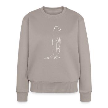 Erdmännchen Niedliches Tier - Frauen Premium Bio Pullover - Taupe - Vorne - Julia (174cm)