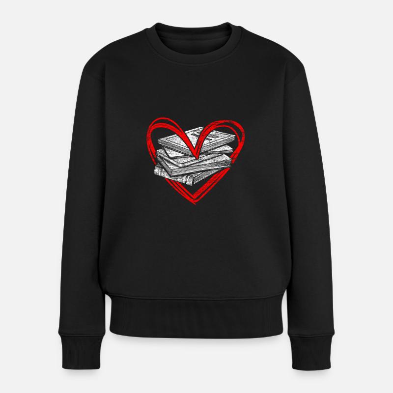 Lesen Liebe - Frauen Premium Bio Pullover - Schwarz