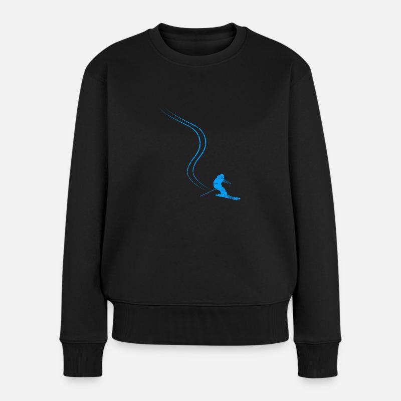 Ski Ski Fahrer - Frauen Premium Bio Pullover - Schwarz