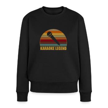 Karaoké légende micro chant chantant la lecture - Pull Premium bio Femme - noir - Devant - Julia (174cm)