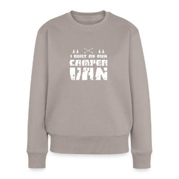 Campervan selber bauen - Frauen Premium Bio Pullover - Taupe - Vorne - Julia (174cm)