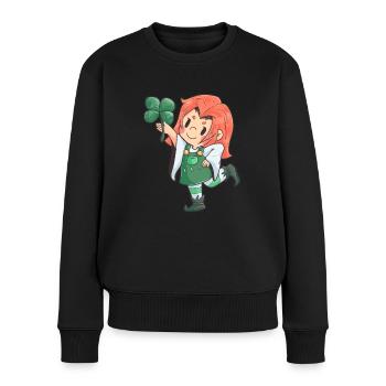 Kobold St Patricks Day Frau Irland - Frauen Premium Bio Pullover - Schwarz - Vorne - Julia (174cm)