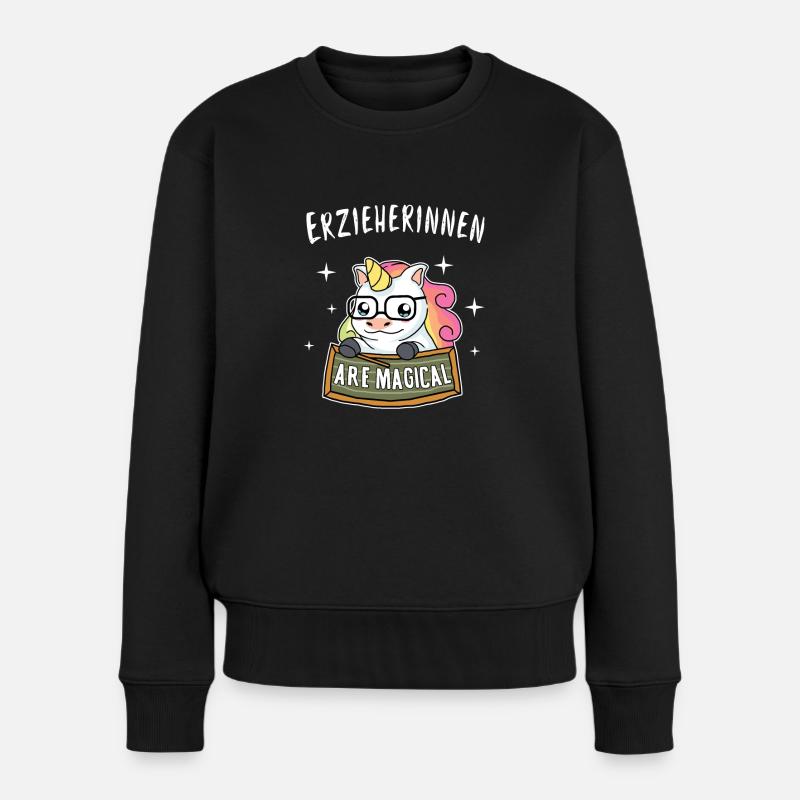 Erzieher Kindergarten Hort Kita Geschenkidee Frau - Frauen Premium Bio Pullover - Schwarz