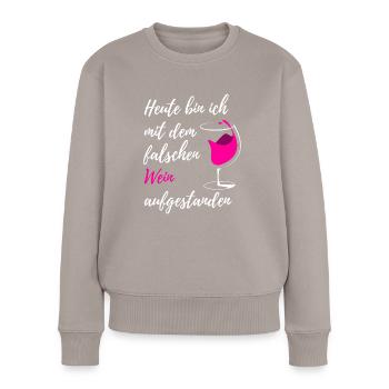 Wein - Frauen Premium Bio Pullover - Taupe - Vorne - Julia (174cm)