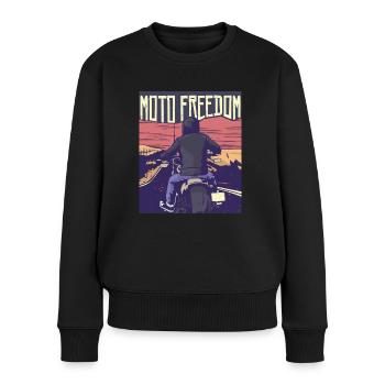 Moto, motocycliste, moto liberté - Pull Premium bio Femme - noir - Devant - Julia (174cm)